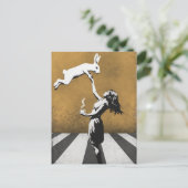 urban street art graffiti Thee met het konijn Briefkaart (Staand voorkant)