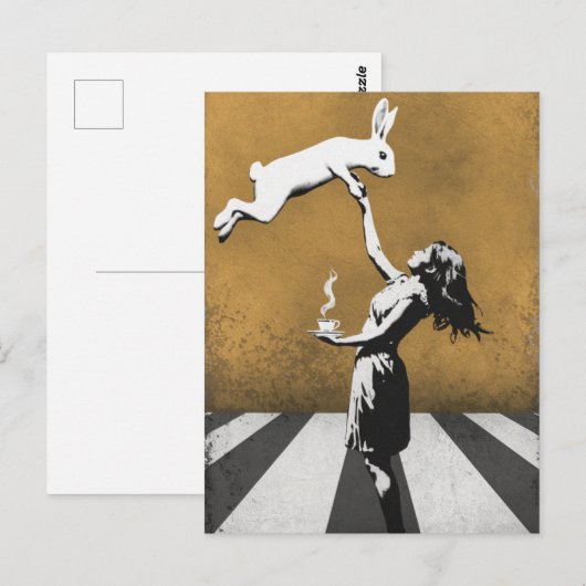 urban street art graffiti Thee met het konijn Briefkaart (Voorkant / Achterkant)