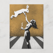 urban street art graffiti Thee met het konijn Briefkaart (Voorkant)