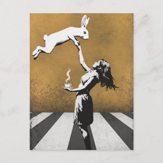 urban street art graffiti Thee met het konijn Briefkaart (Voorkant)