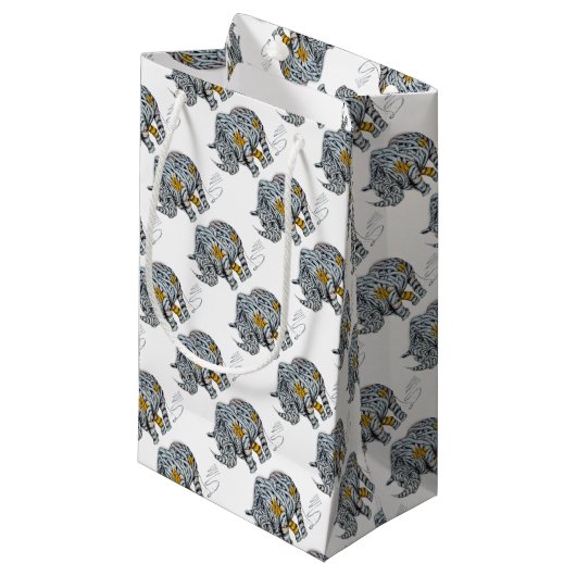 Urban Street Art: Ribbon Rhinoceros Klein Cadeauzakje (Voorkant Gekanteld)