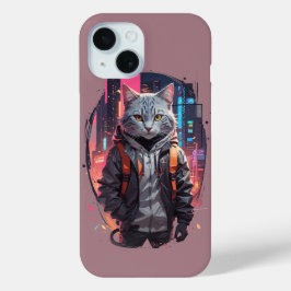 Urban Street Cat Design iPhone 15 Case