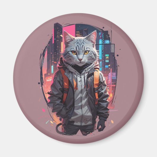 Urban Street Cat Design Magneet (Voorkant)
