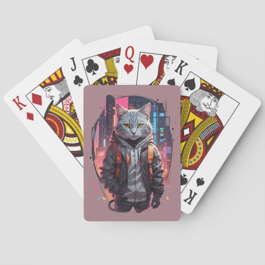 Urban Street Cat Design Pokerkaarten (Achterkant)