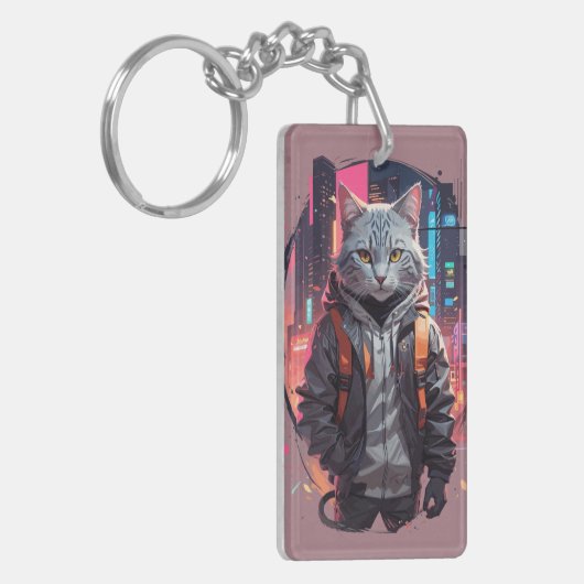 Urban Street Cat Design Sleutelhanger (Voorkant Links)