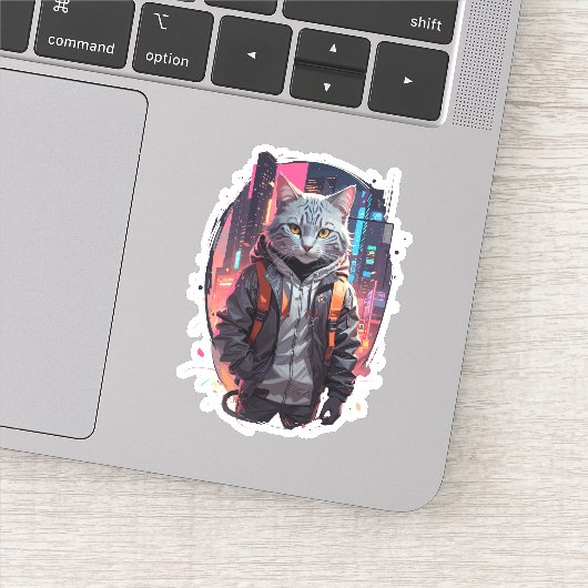 Urban Street Cat Design Sticker (Detail)