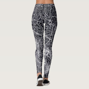 Urban Street Style Circuit Board Grunge Pattern Leggings
