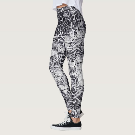 Urban Street Style Circuit Board Grunge Pattern Leggings (Links)