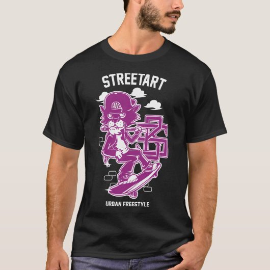 Urban Streetart - Kat op Ski Board T-shirt (Voorkant)