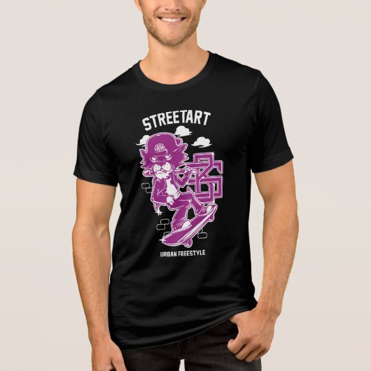 Urban Streetart - Kat op Ski Board Tri-Blend Shirt (Voorkant)