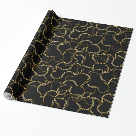 Urban Streetstyle Gold Chains Pattern Cadeaupapier (Uitgerold)