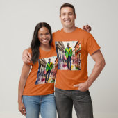 "Urban Stroll: kleurrijke meneer op Oranje T-shirt (Unisex)