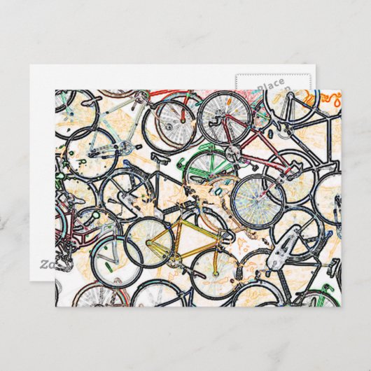 urban style bicycle pattern briefkaart (Voorkant / Achterkant)
