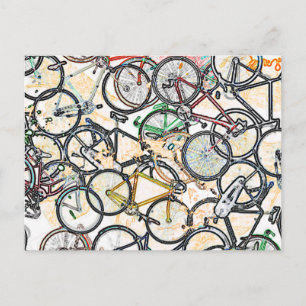 urban style bicycle pattern briefkaart