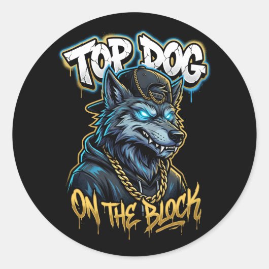 Urban Style Graffiti Wolf Top Dog Street Art  Ronde Sticker (Voorkant)