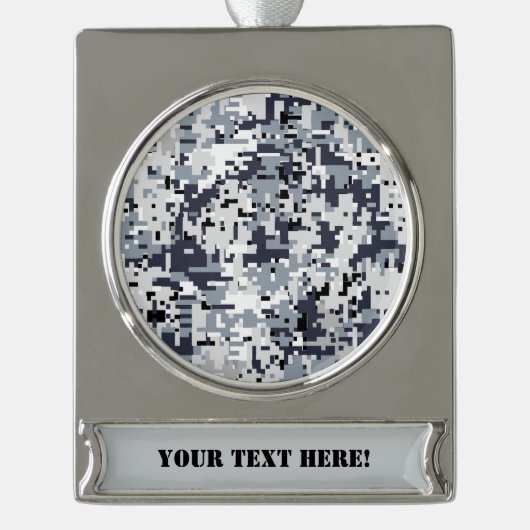 Urban Style Silver Digital Camouflage Verzilverd Banner Ornament (Voorkant)