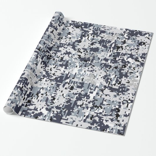 Urban Style Silver Gray Digital Camouflage Cadeaupapier (Uitgerold)