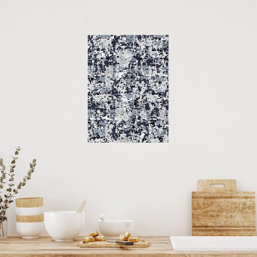 Urban Style Silver Gray Digital Camouflage Poster (Keuken)