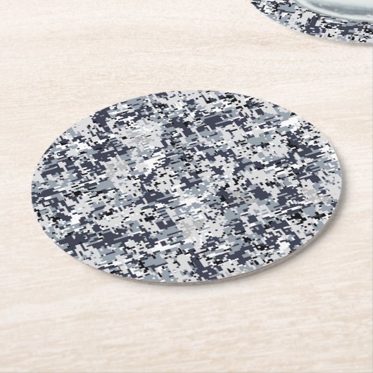 Urban Style Silver Gray Digital Camouflage Ronde Kartonnen Onderzetter (Gebogen)