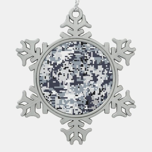 Urban Style Silver Gray Digital Camouflage Tin Sneeuwvlok Ornament (Voorkant)