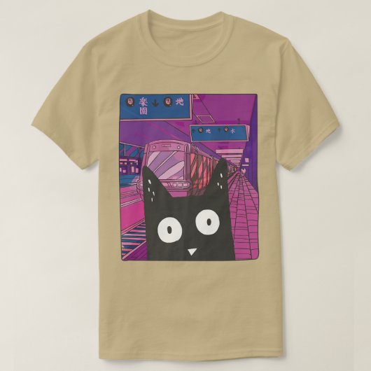 Urban Subway Kawaii Cat Japans City Aesthetics Al T-shirt (Design voorkant)