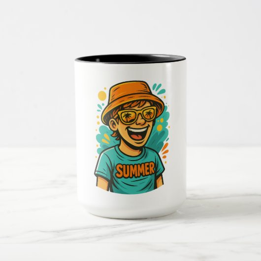 Urban Summer Vibes Cartoon T-shirt – Bright & Fun Mok (Midden)