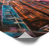 Urban Sunset Skies – Abstracte kunstpost in de sta Poster (Hoek)