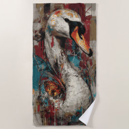 Urban Swan Graffiti Kunst met Monarchvlinder Strandlaken