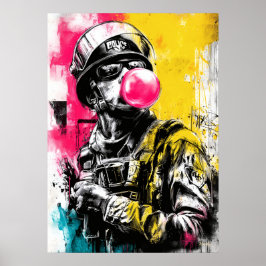 Urban Tactical Figure With Bubblegum Contemporary  Poster