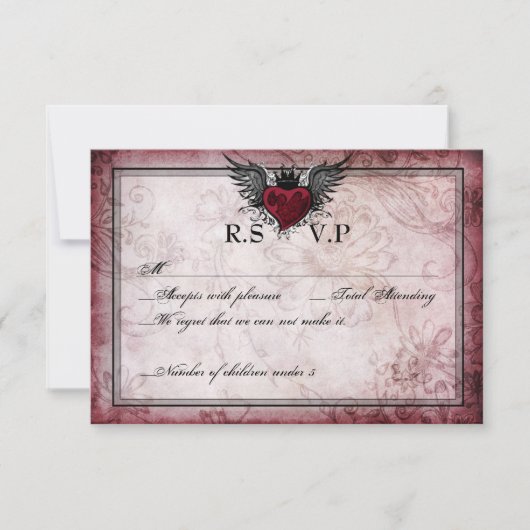  Urban Tattoo Winged Heart RSVP-kaarten RSVP Kaartje (Voorkant)