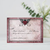  Urban Tattoo Winged Heart RSVP-kaarten RSVP Kaartje (Staand voorkant)