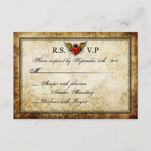 Urban Tattoo Winged Heart RSVP-kaarten RSVP Kaartje