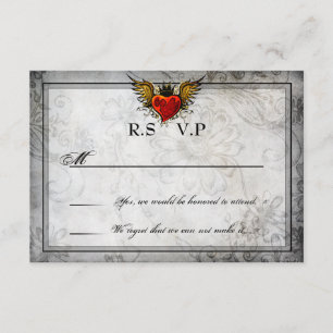 Urban Tattoo Winged Heart RSVP-kaarten RSVP Kaartje