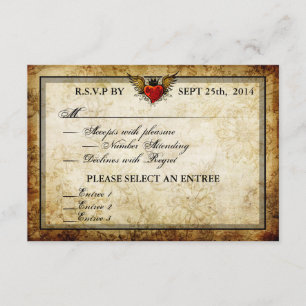Urban Tattoo Winged Heart RSVP-kaarten RSVP Kaartje