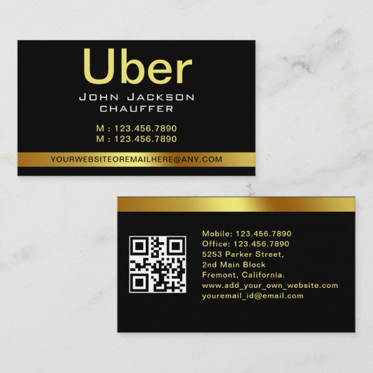 Urban Taxi Driver Chauffeur Gele streep QR CODE Visitekaartje (Voorkant / Achterkant)