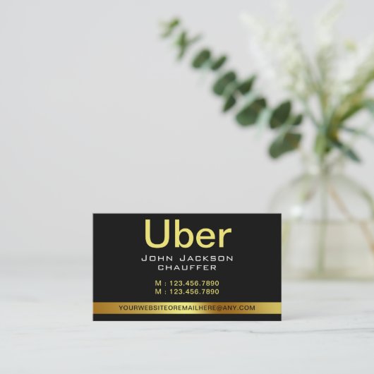 Urban Taxi Driver Chauffeur Gele streep QR CODE Visitekaartje (Staand voorkant)