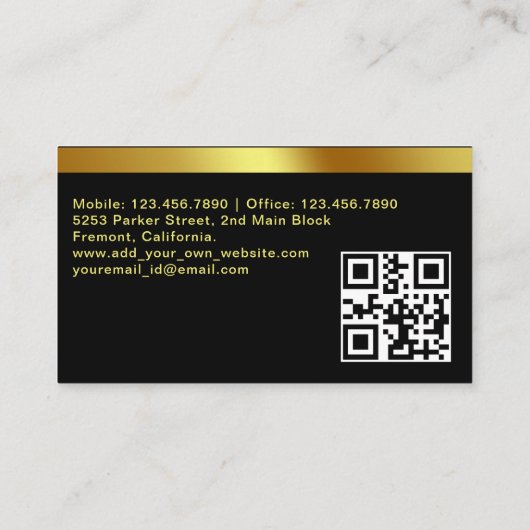 Urban Taxi Driver Chauffeur Gele streep QR CODE Visitekaartje (Achterkant)