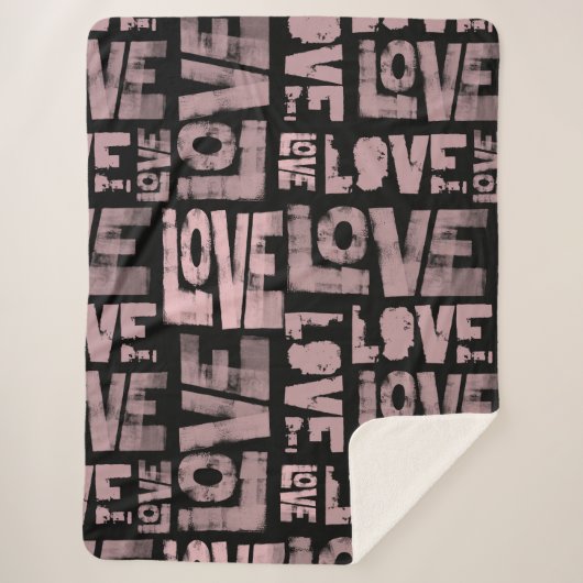 Urban Throw Blanket - Love Graffiti - Roze Zwart (Voorkant)