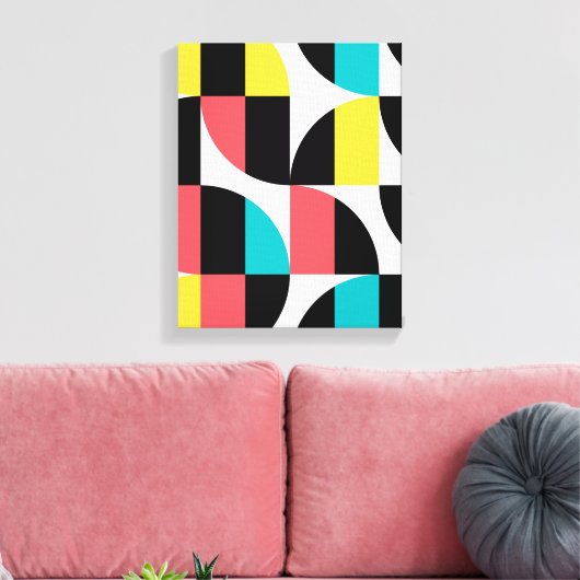 Urban, trendy, kleurrijk, modern grafisch patroon canvas afdruk (Insitu (Woonkamer))