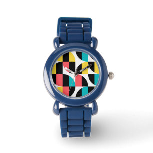 Urban, trendy, kleurrijk, modern grafisch patroon horloge
