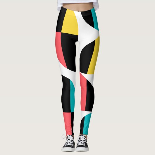 Urban, trendy, kleurrijk, modern grafisch patroon leggings (Voorkant)