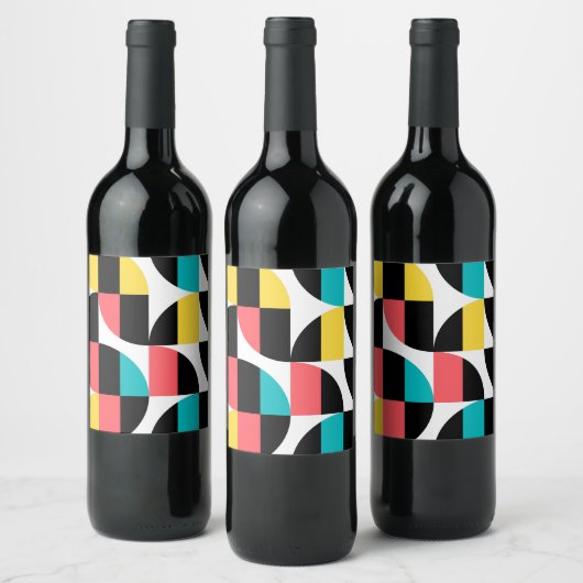 Urban, trendy, kleurrijk, modern grafisch patroon wijn etiket (Flessen)