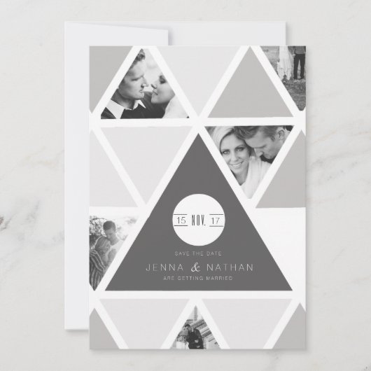 Urban Triangle Overlay | Modern Sla de datum op Save The Date (Voorkant)