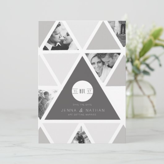 Urban Triangle Overlay | Modern Sla de datum op Save The Date (Staand voorkant)
