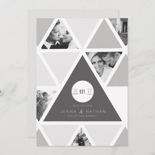 Urban Triangle Overlay | Modern Sla de datum op Save The Date (Voorkant / Achterkant)