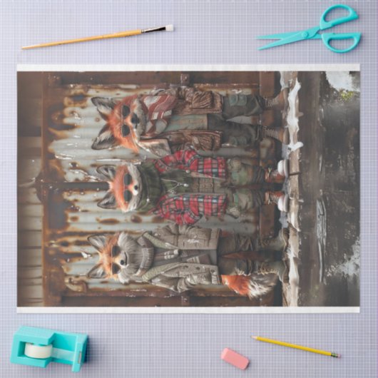 Urban Trio Fox Brotherhood Decoupage Tissuepapier (Craft)