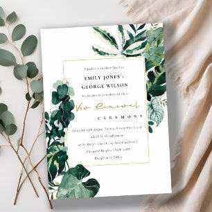 URBAN TROPICAL MONSTERA FOLIAGE VOW RENEWAL INVITE BEDANKKAART
