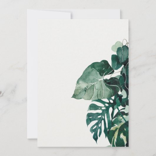 URBAN TROPICAL MONSTERA FOLIAGE VOW RENEWAL INVITE BEDANKKAART (Achterkant)