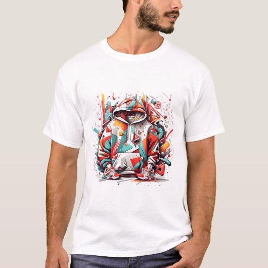 Urban Vibes, feestelijke Streetwear Fusion T-shirt (Voorkant)