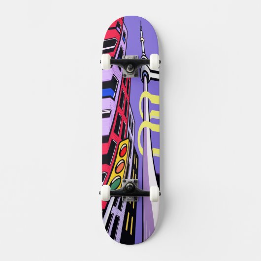Urban Vibes Skateboard – Stout Pop Art Stadsontwer (Voorkant)